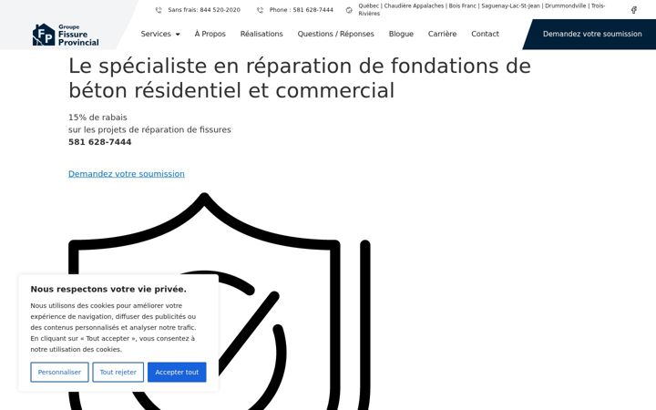 Screenshot of fissuredebeton.ca