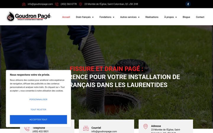 Screenshot of fissureetdrainpage.ca
