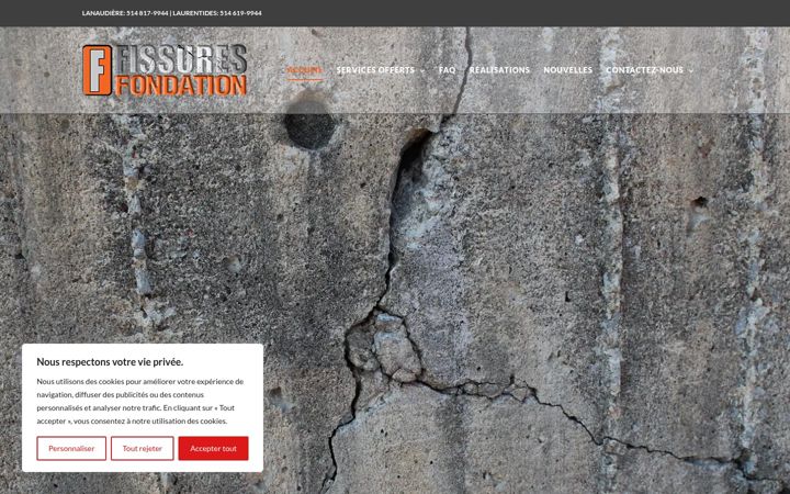 Screenshot of fissuresfondation.ca