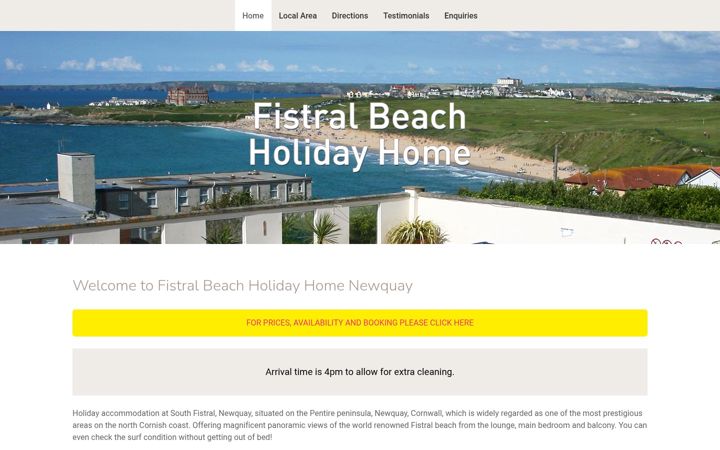 Screenshot of fistralbeachholidayhome.co.uk