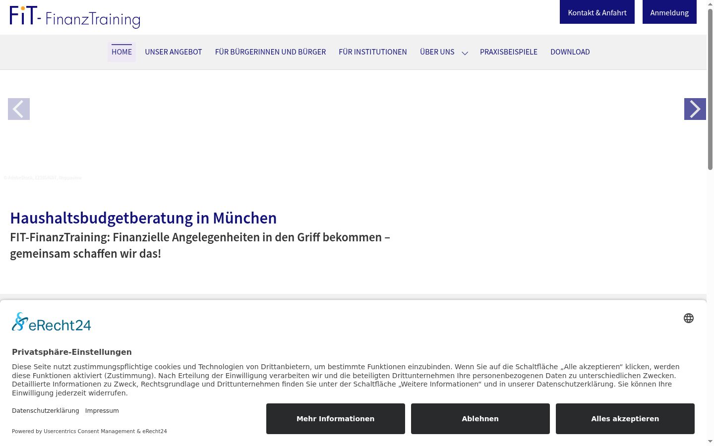 Screenshot of the consent banner shown before any interaction