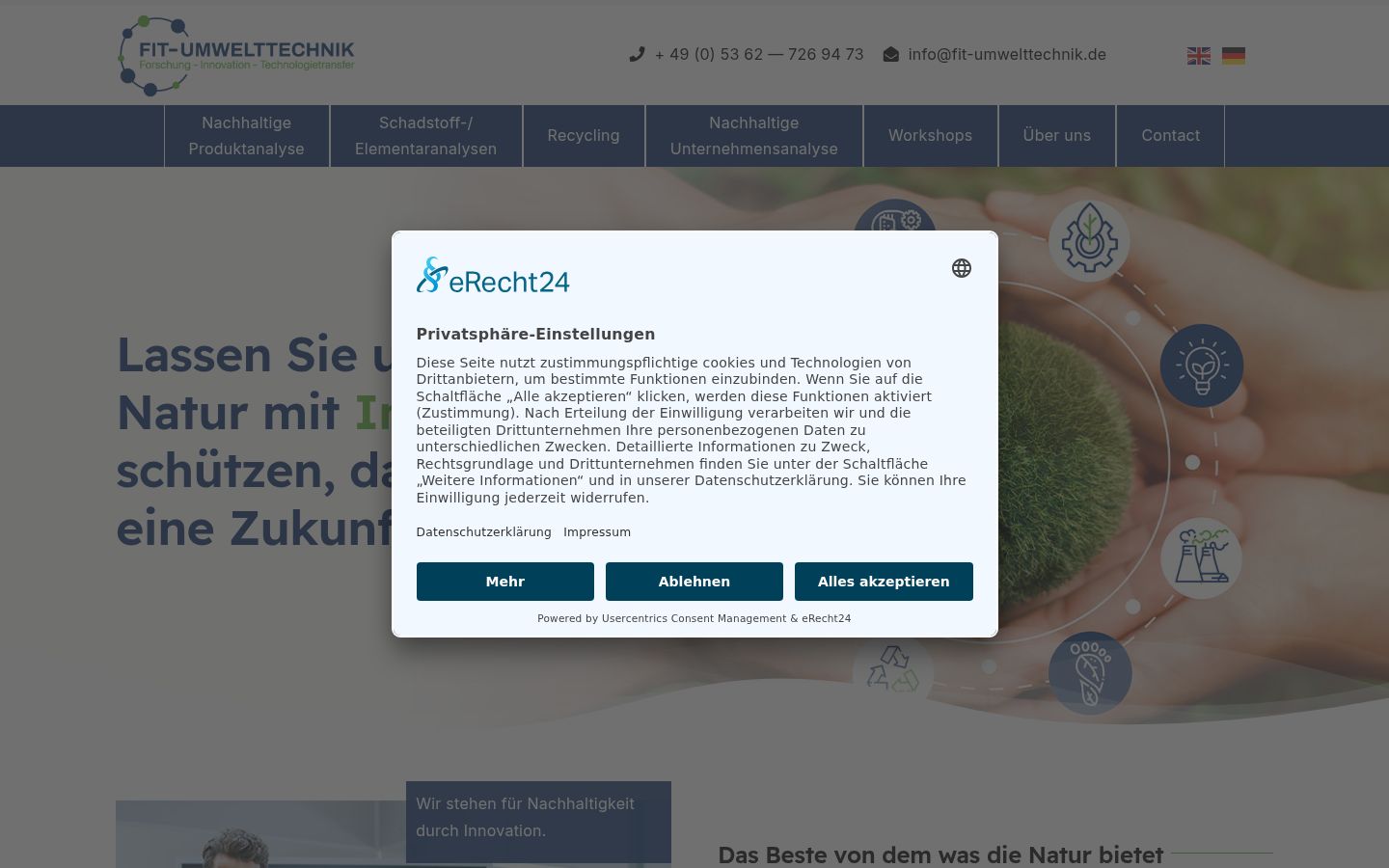 Screenshot of the consent banner shown before any interaction