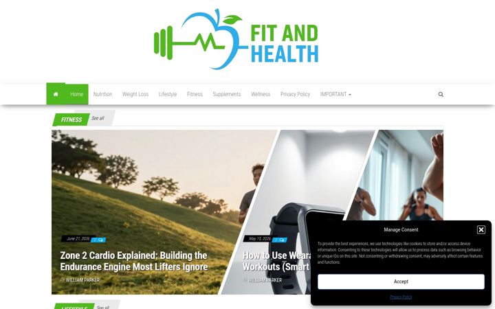 Screenshot stránky fitandhealth.net