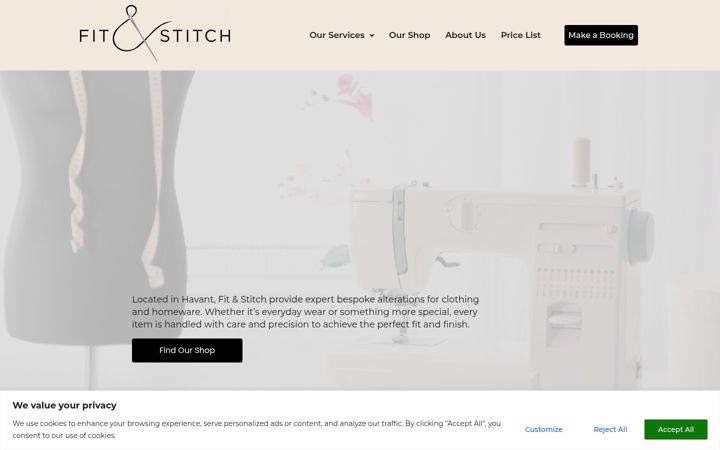 Screenshot of fitandstitch.uk
