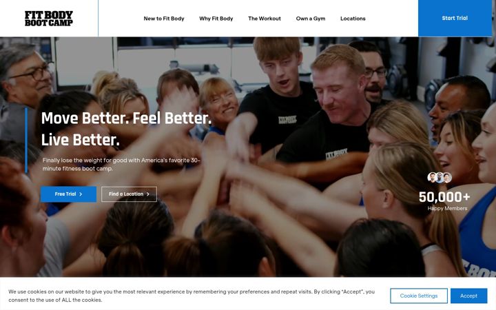 Screenshot of fitbodybootcamp.com