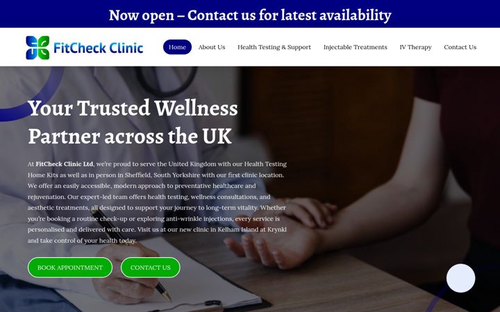 Screenshot of fitcheckclinic.co.uk