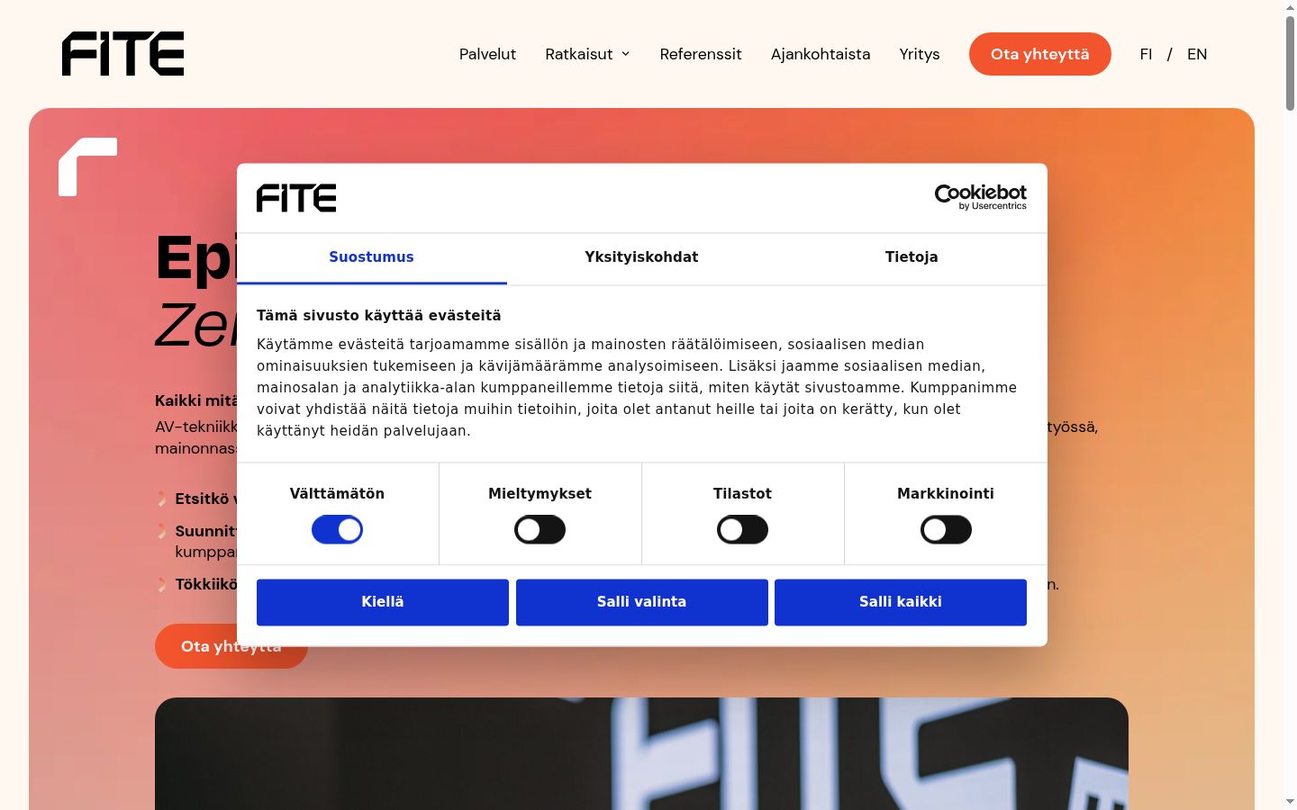 Zrzut ekranu banera zgody wyświetlanego przed jakąkolwiek interakcją