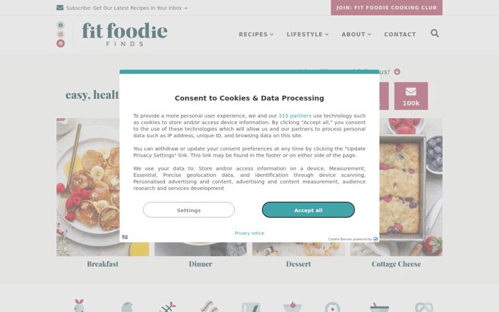 Screenshot of fitfoodiefinds.com