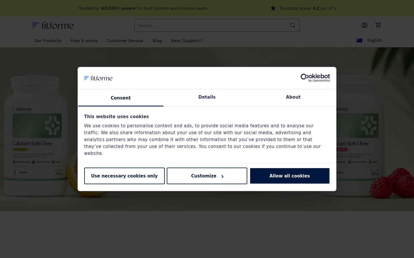 Screenshot of the consent banner shown before any interaction