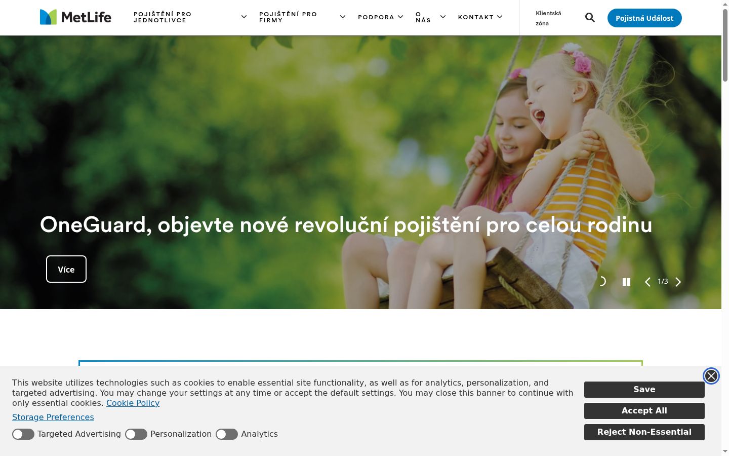 Captura de ecrã do banner de consentimento apresentado antes de qualquer interação