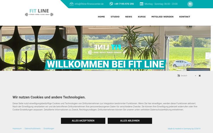 Skjermbilde av fitline-fitnesscenter.de