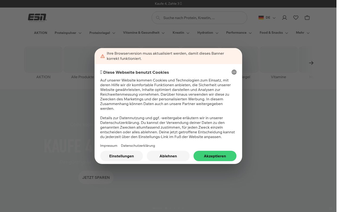 Snímka obrazovky banera súhlasu zobrazeného pred akoukoľvek interakciou