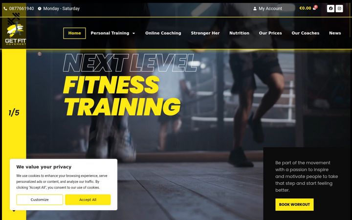 Snímek obrazovky fitmovement.ie