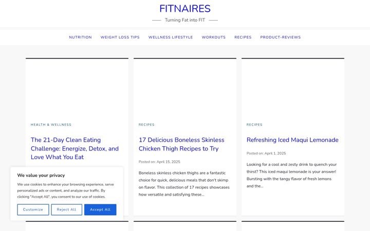 Screenshot of fitnaires.com