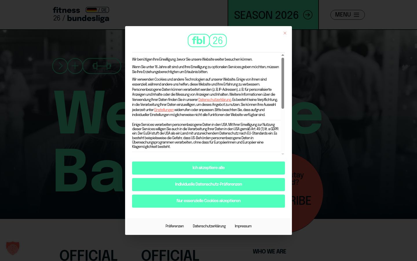 Screenshot of the consent banner shown before any interaction
