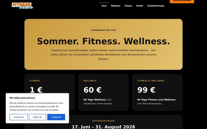 Screenshot stránky fitness-exclusiv.de