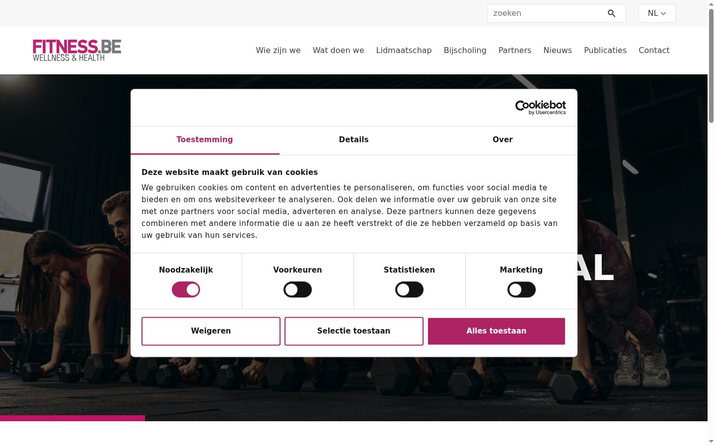 Skærmbillede af samtykkebanneret, som det blev vist før nogen interaktion