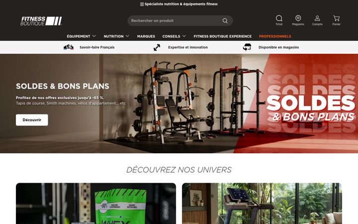 Ekraanipilt saidist fitnessboutique.fr