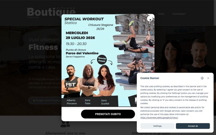 Ekrānuzņēmums no fitnessboutiquetorino.it