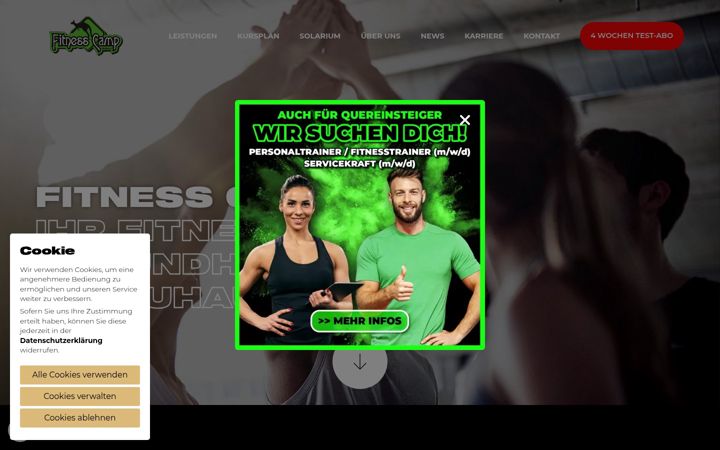 Screenshot of fitnesscamp-neuhaus.de
