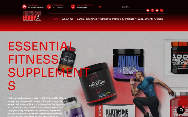 Snímek obrazovky fitnesseshop.co.uk