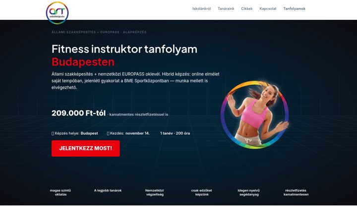Screenshot of fitnessinstruktorkepzes.hu