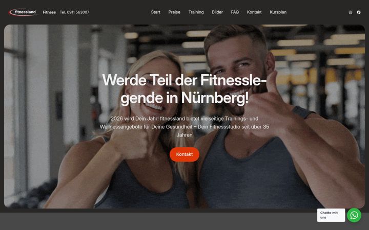 Screenshot of fitnessland-nuernberg.de