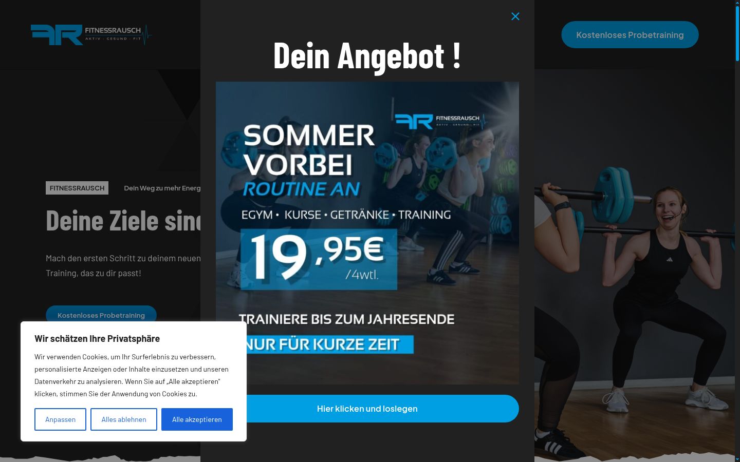 Snímek obrazovky baneru souhlasu zobrazeného před jakoukoli interakcí