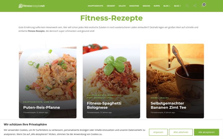 Screenshot stránky fitnessrezepte.net