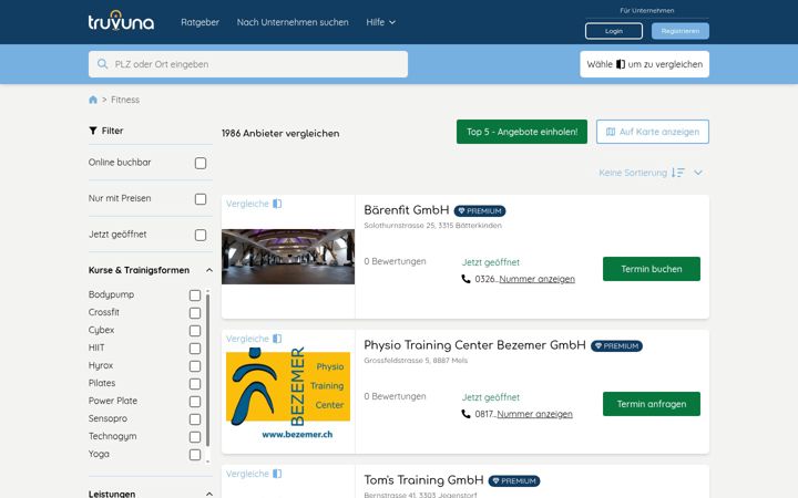 Screenshot of fitnessstudio-vergleich.ch