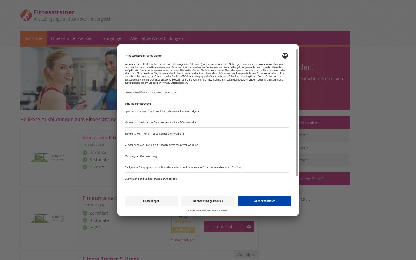 Sutikimo reklamjuostės, rodytos prieš bet kokią sąveiką, ekrano kopija