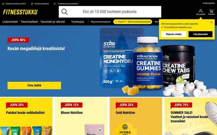 Screenshot of fitnesstukku.fi