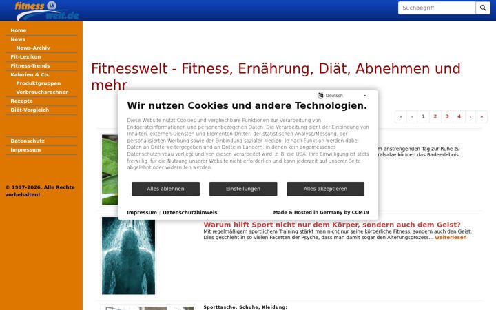 Skærmbillede af fitnesswelt.de