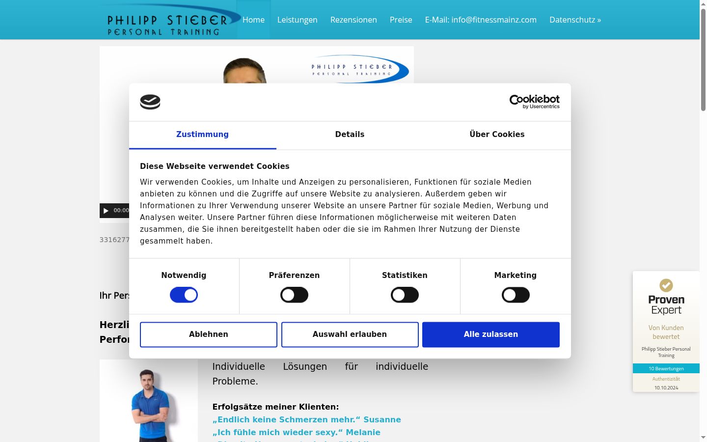 Screenshot van de toestemmingsbanner zoals getoond vóór enige interactie
