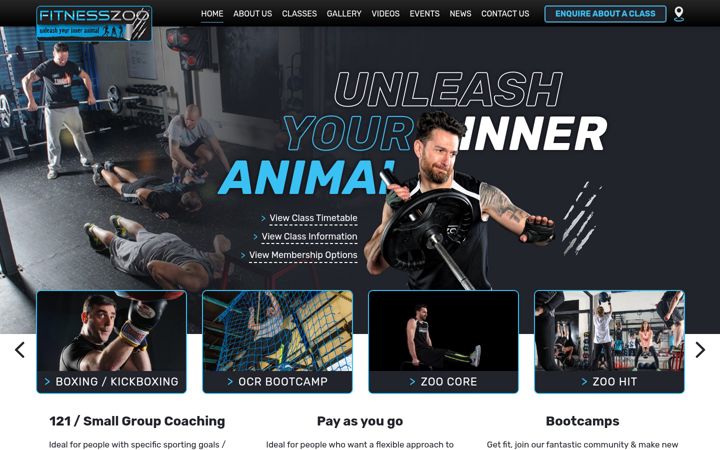 Skjámynd af fitnesszoo.co.uk