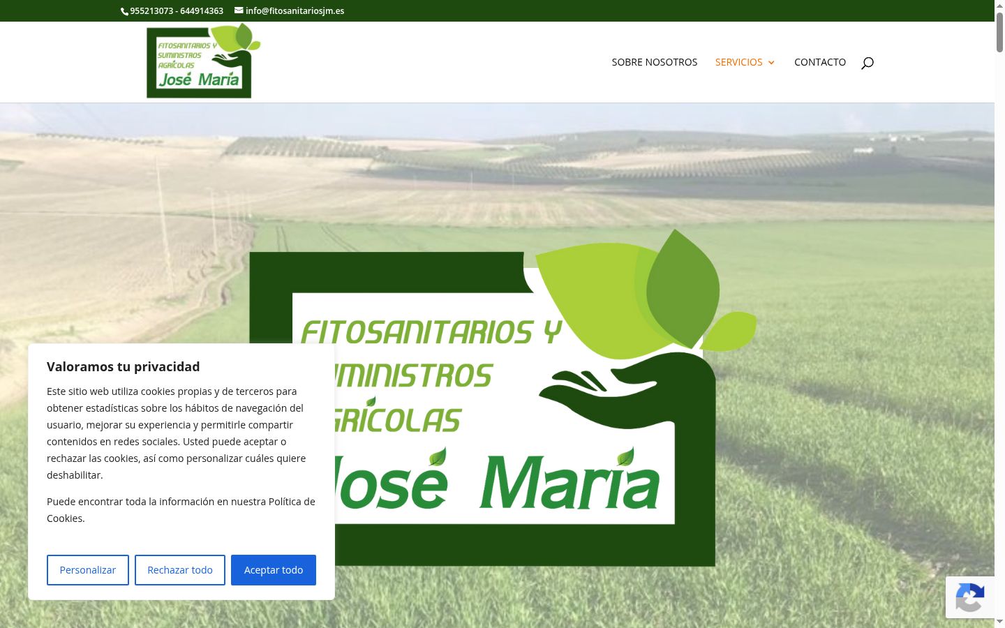 Captura de pantalla del banner de consentimiento mostrado antes de cualquier interacción