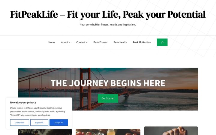 Screenshot of fitpeaklife.com