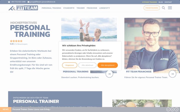 Captura de pantalla de fitteam-personaltrainer.de
