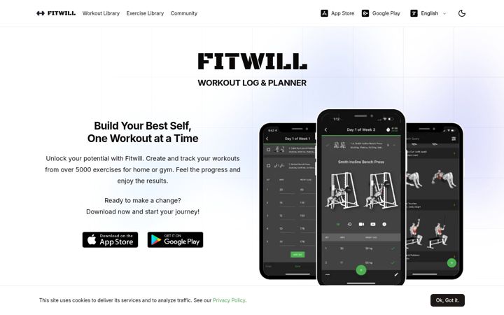 Screenshot of fitwill.app