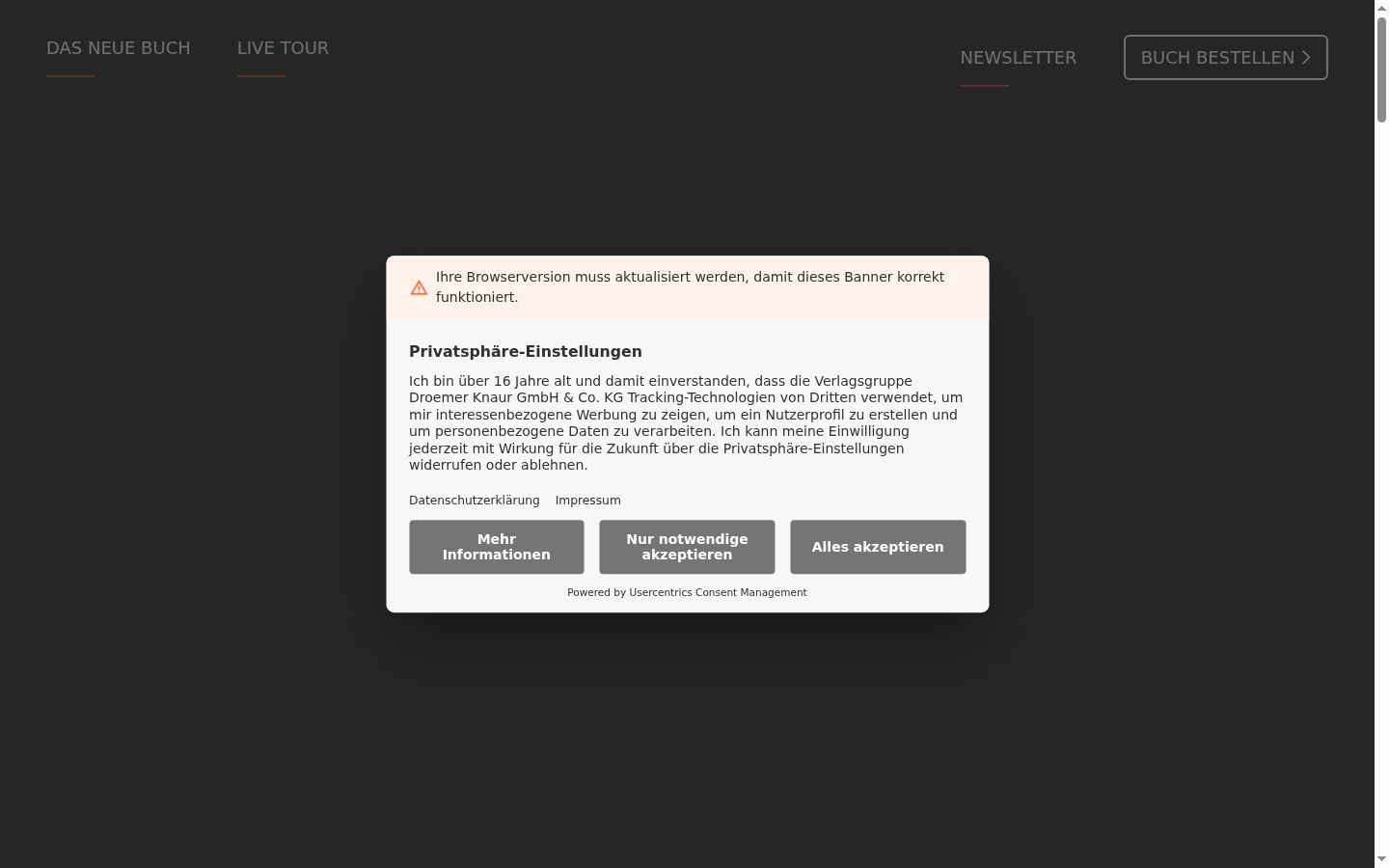 Screenshot tal-banner tal-kunsens muri qabel kwalunkwe interazzjoni