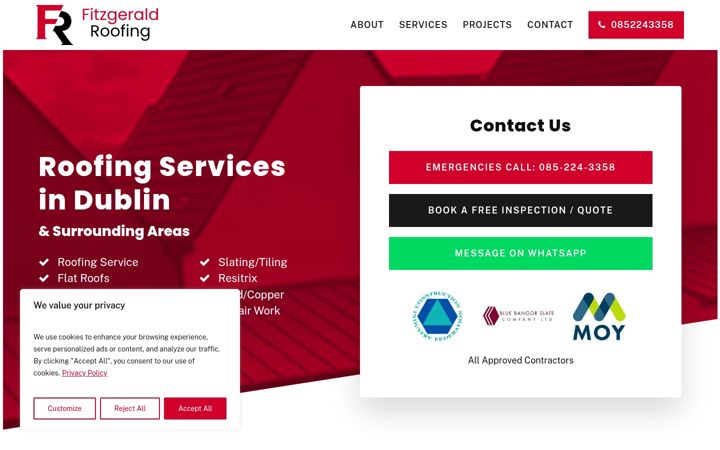 Screenshot of fitzgeraldroofing.ie