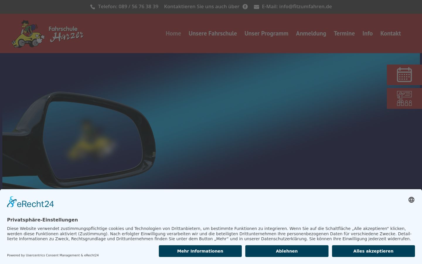 Screenshot des Einwilligungsbanners vor jeglicher Interaktion