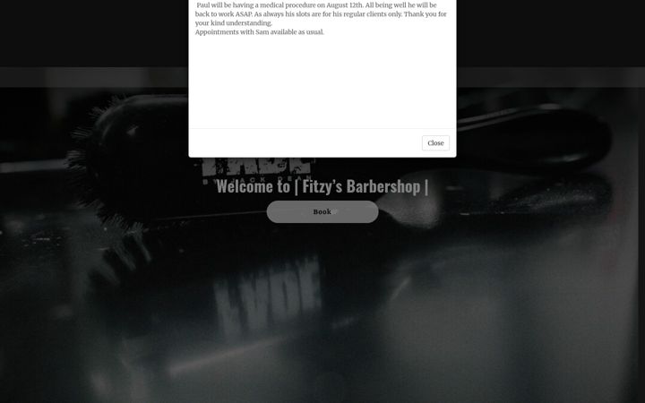 Screenshot of fitzysbarbershop.co.uk