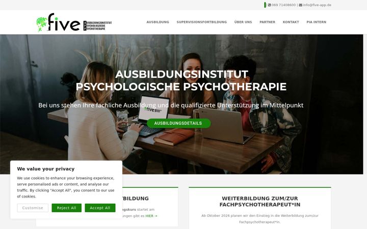 Captura de pantalla de five-ausbildungsinstitut-psychologische-psychotherapie.de