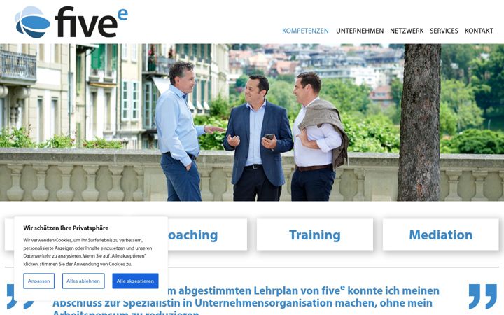 Screenshot of five-e.ch