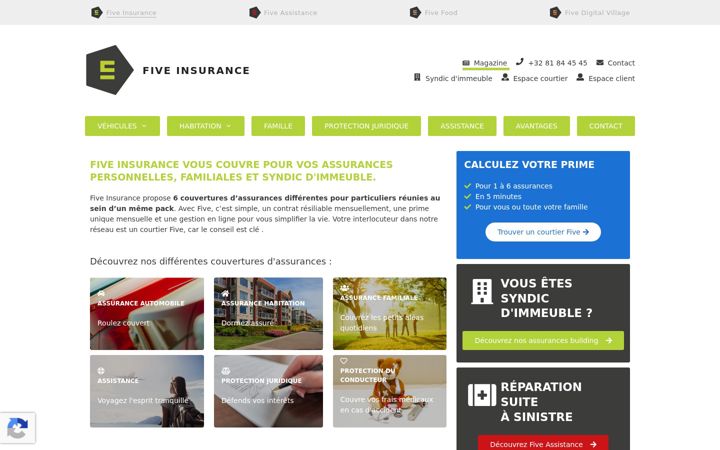 Screenshot of five-insurance.be