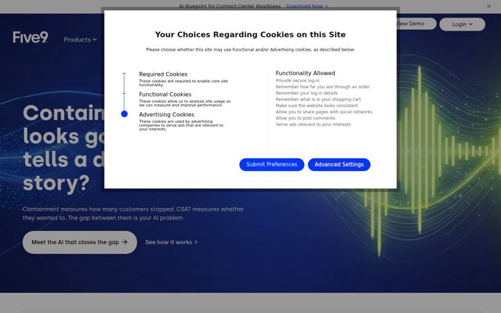 Screenshot of five9.com