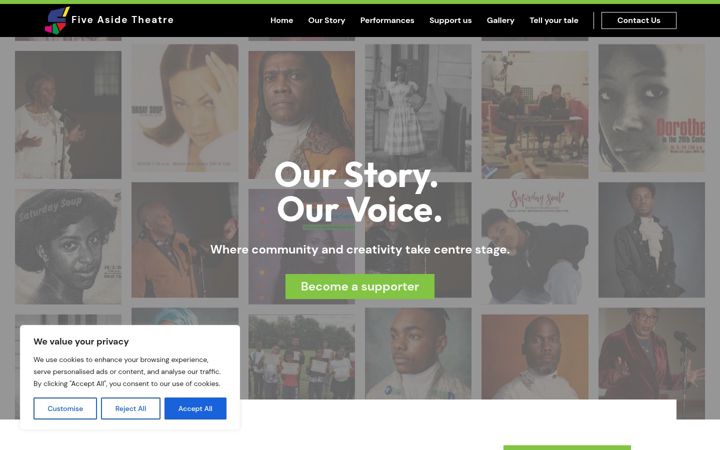 Screenshot of fiveasidetheatre.org