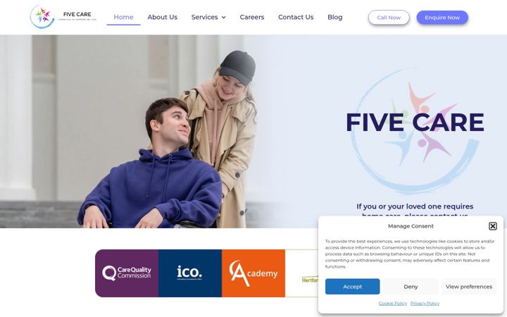 Captura de pantalla de fivecare.co.uk