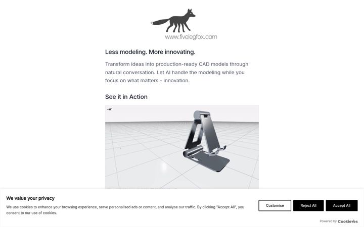 Screenshot of fivelegfox.com